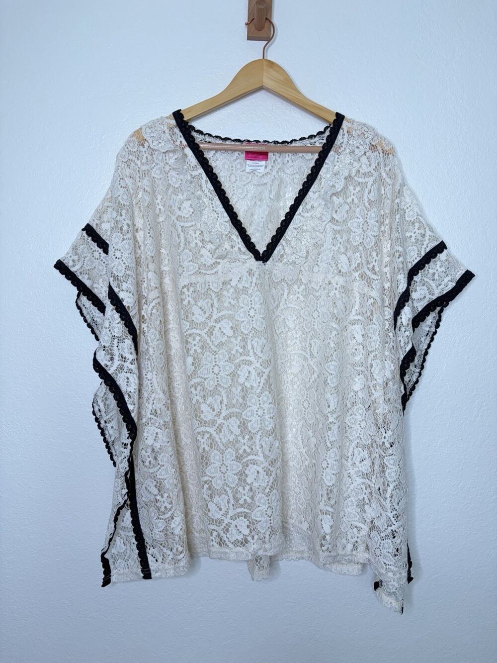 Betsey Johnson Swim Lace is More Swim Coverup Cream Black Size OS Boho Chic